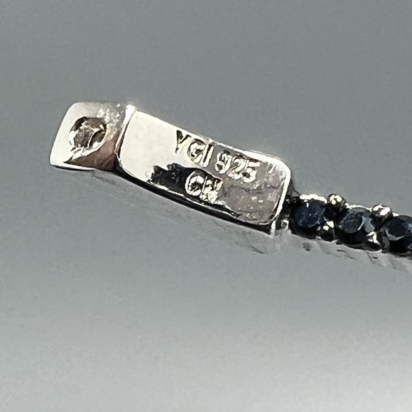 Sterling Silver & Black Spinel Ladies Hoop Earrings - Picture 5 of 6